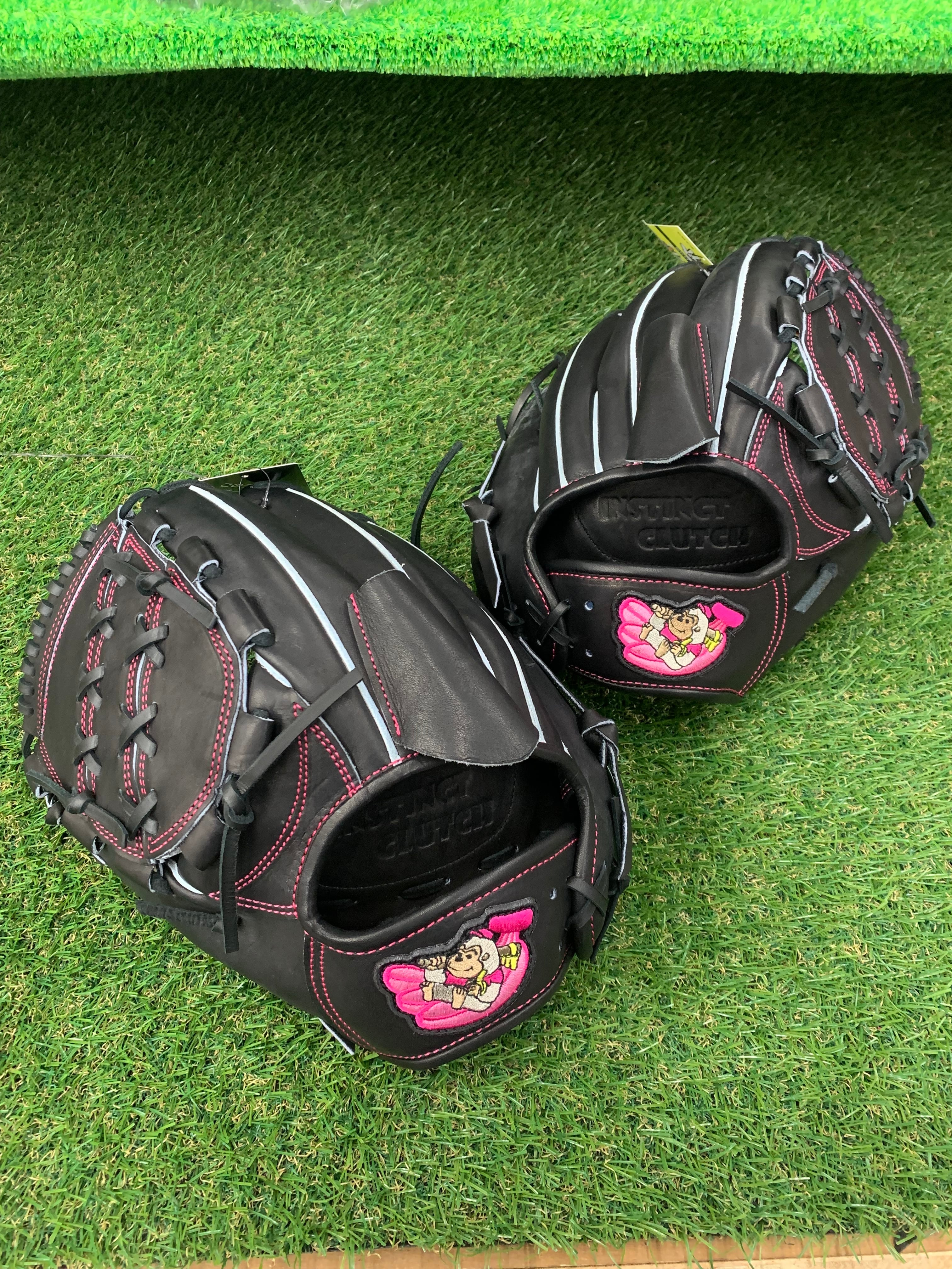 ゴリラ印　硬式グローブ 黒 ピンクステッチ ごりら印の野球道具 | コヤナギスポーツ