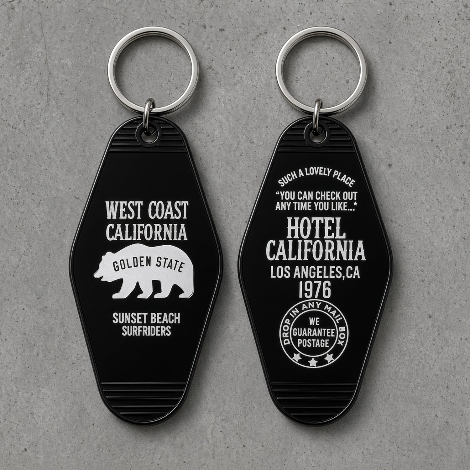 USA MOTEL KEYCHAIN WEST COAST CALIFORNIA|モーテルキーホルダー ホテルキータグ アメリカンレトロ カリフォルニア: USMO-047BK