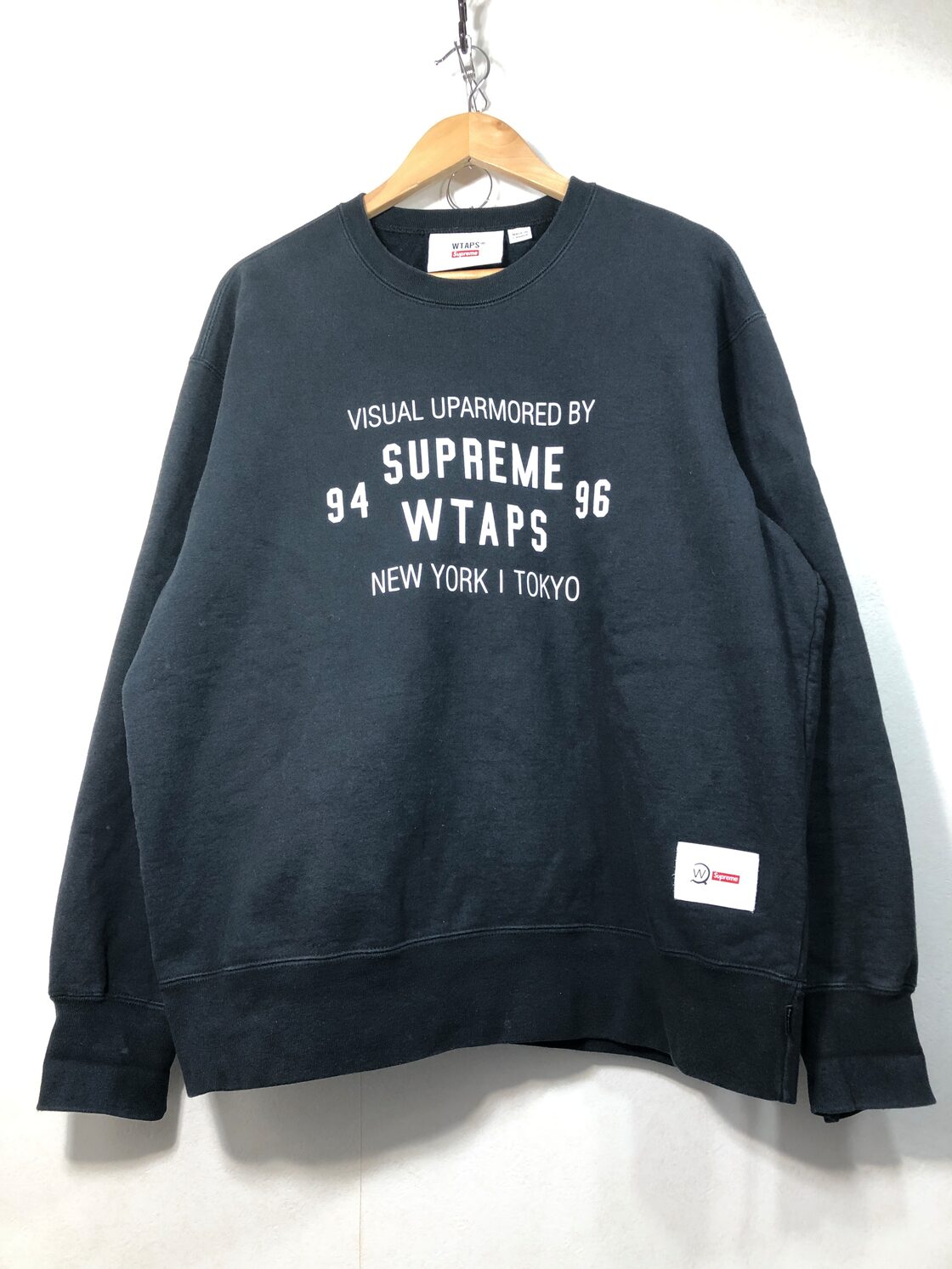 013032○ SUPREME WTAPS スウェット M ブラック トレーナー ダブル 