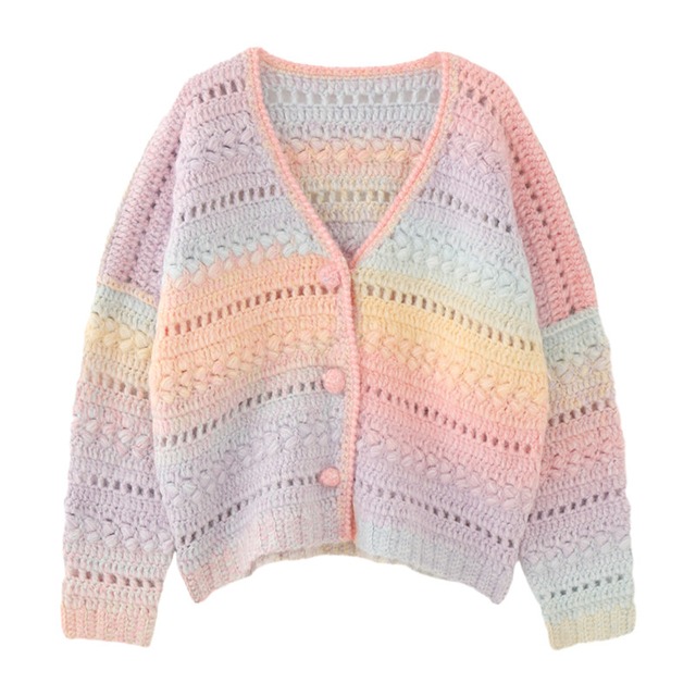 Pastel Crochet Openwork Cardigan　S0151
