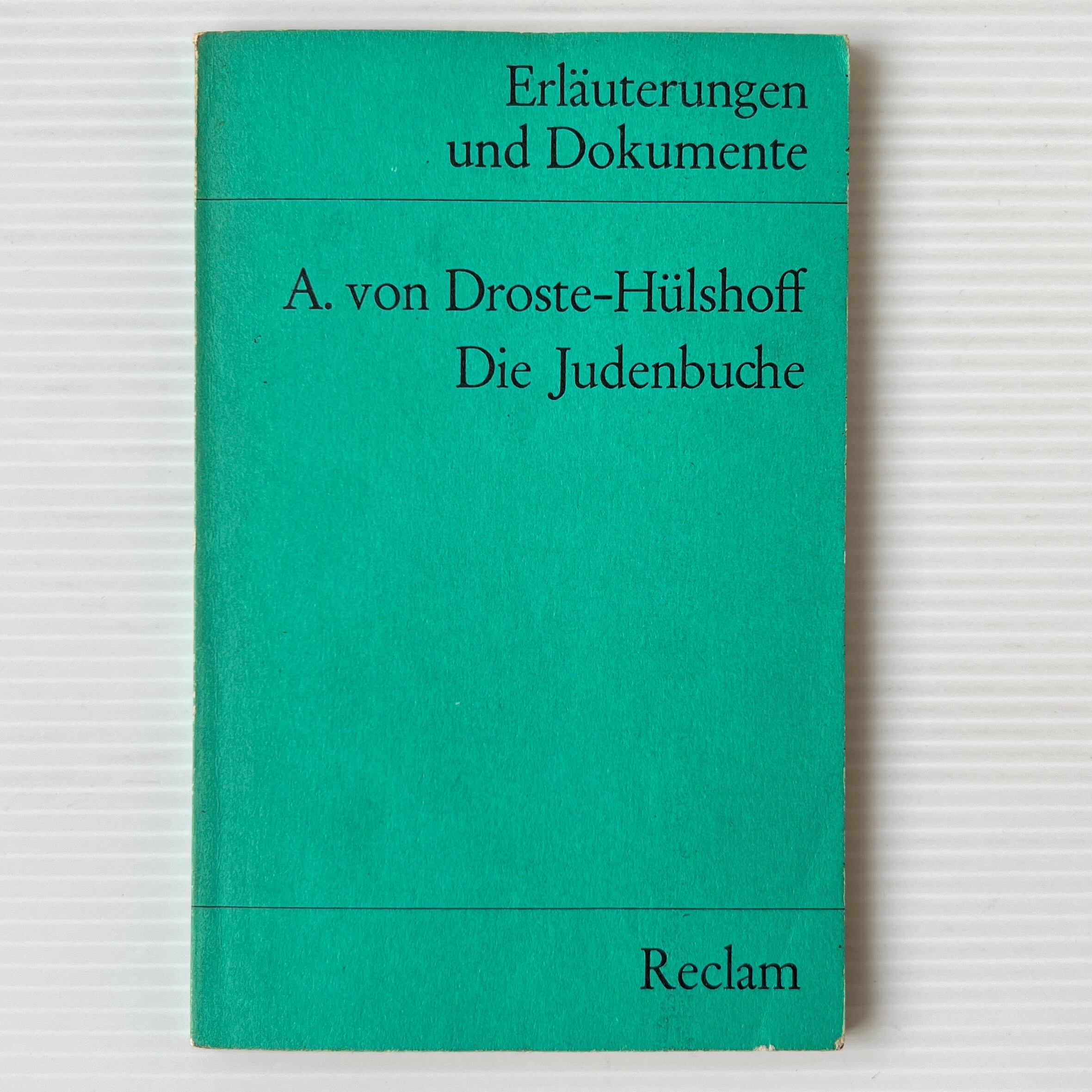 Erläuterungen und Dokumente: A. von Droste-Hülshoff Die Judenbuche <Reclams Universal-Bibliothek> Philipp Reclam Jun. Stuttgart
