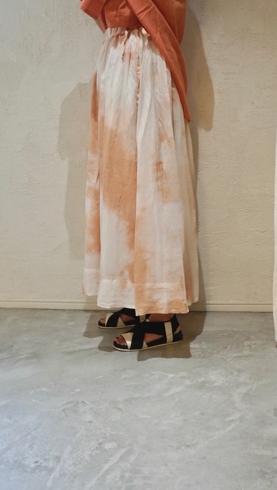 沖縄マングローブ染め×綿シルクギャザースカート】SKIRT 076-4