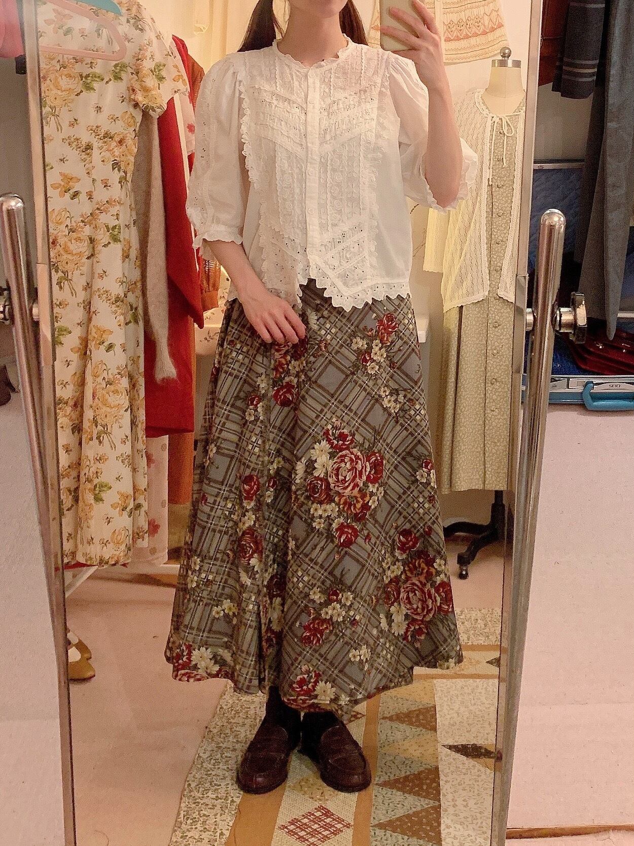 INGEBORG / rose check wrap skirt