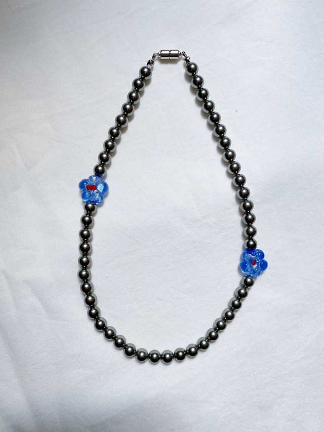 Shell pearl necklace / BLUE
