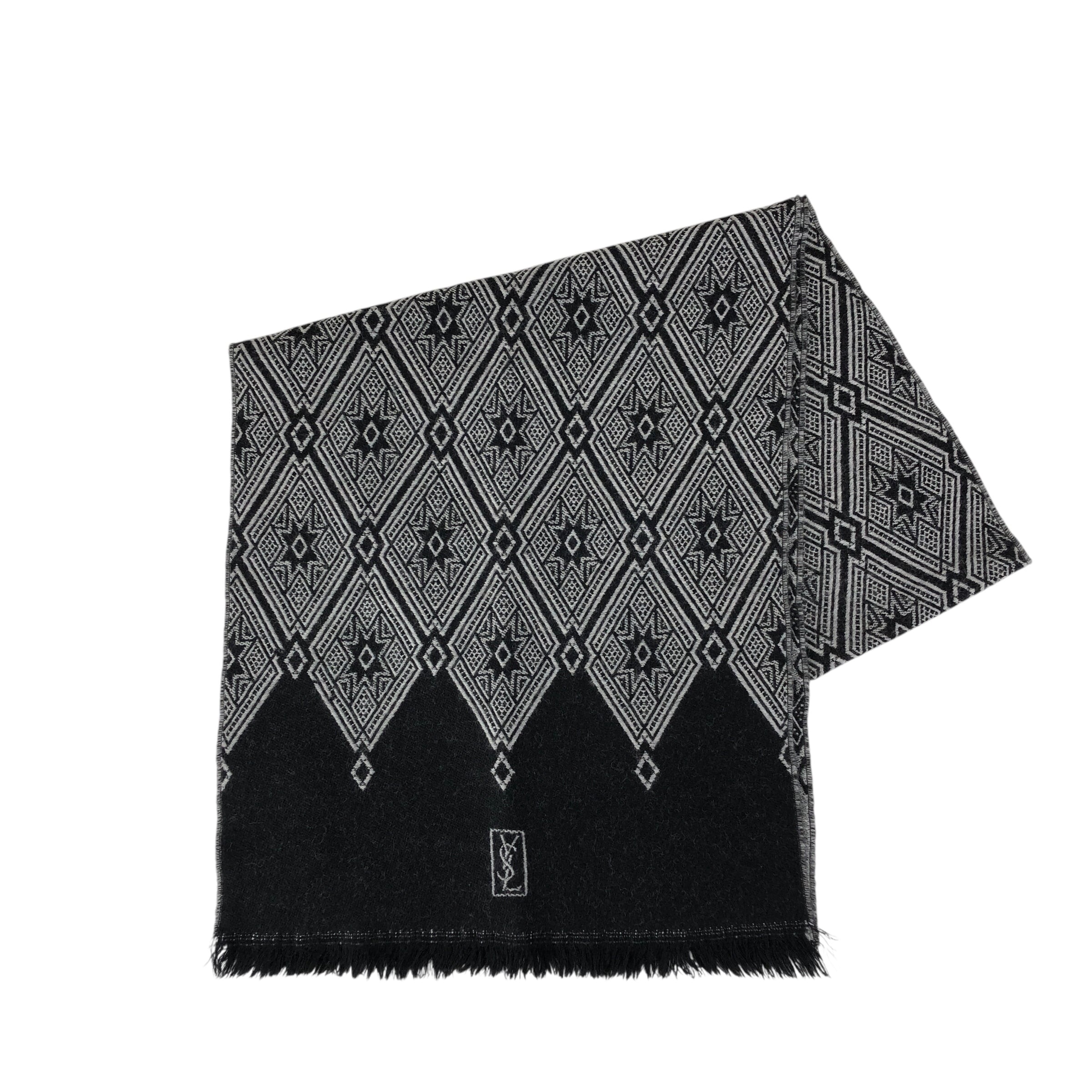 Yves Saint Laurent イヴ・サンローラン マフラー ブラック YSL ウール vintage ヴィンテージ オールド wswp3z