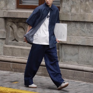 薄デニム半袖サマーワークシャツ　0721