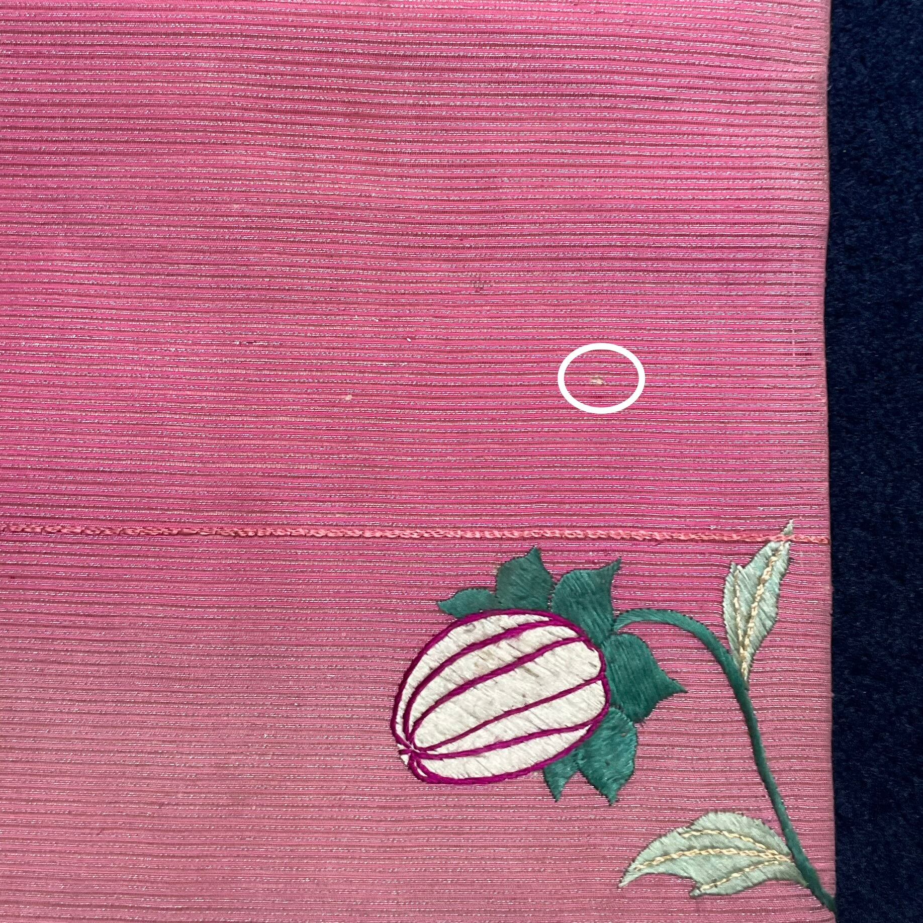 romantic summer＊夏帯 絽 ひまわり 向日葵 花 大柄 ピンク 刺繍