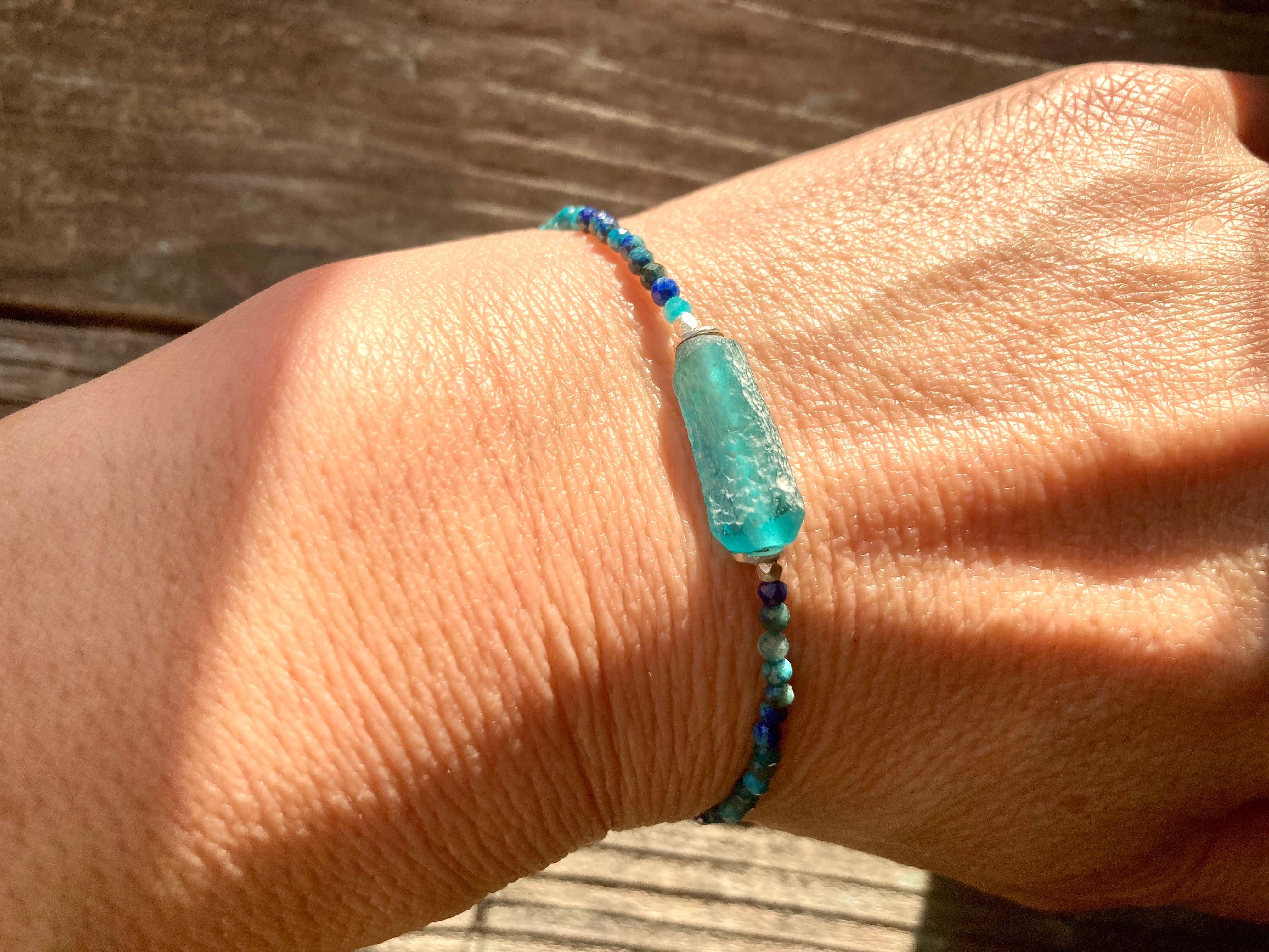 sv925*ローマングラスとクリソコラの海色ブレスレット | Mermaid Cottage