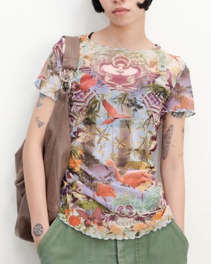 Jean Paul Gaultier - "Cyberbaba” flamingo eden tulle tee from SS1996