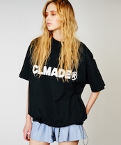 ロゴプリントドローコードルーズTシャツ (BLACK) CQ-48039