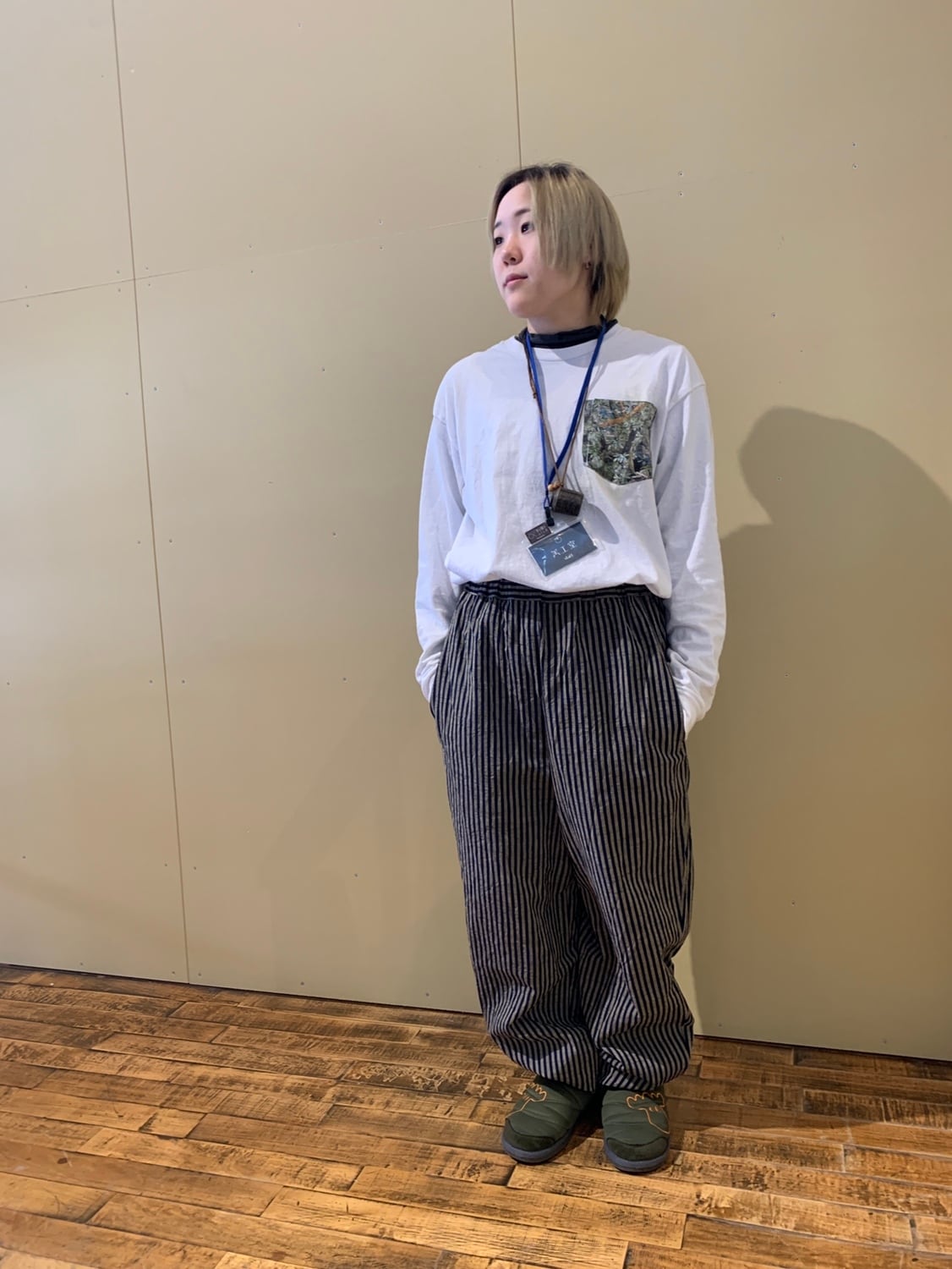 会津木綿タックパンツ　ハンドメイド 会津木綿タックパンツハンドメイド