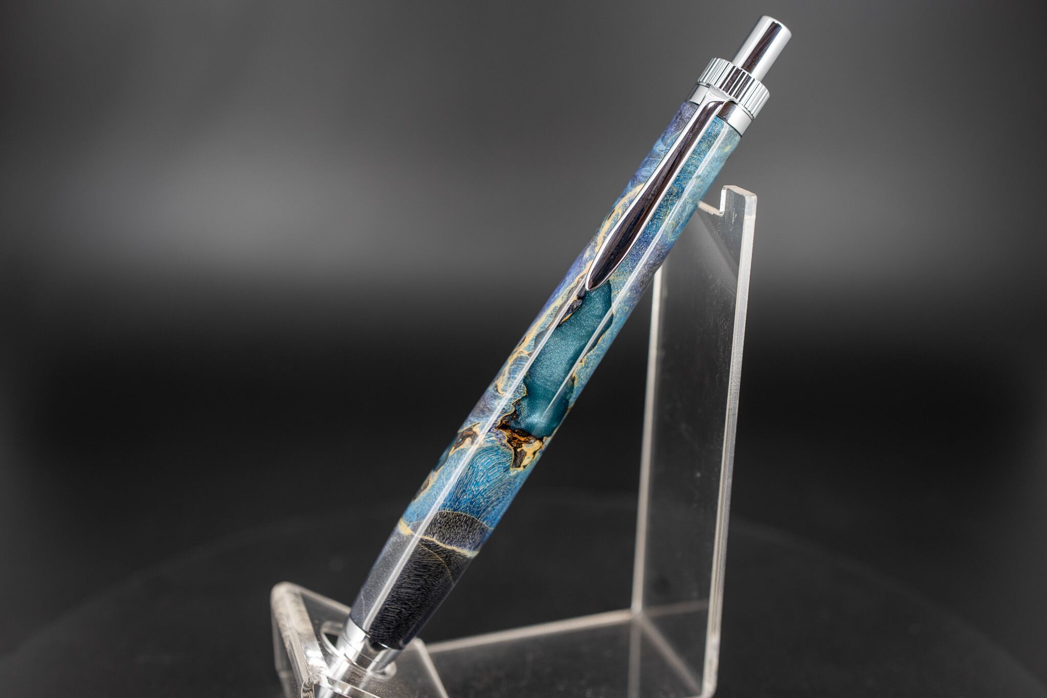 創造性と透明美】 レジン×ウッド silver BP | 木軸ペン工房 金杢犀