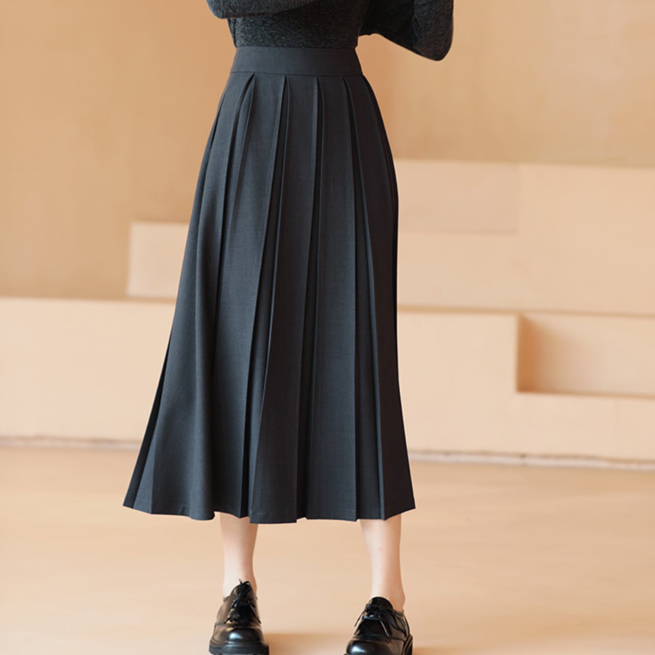 ロング丈Aラインプリーツスカート 01154