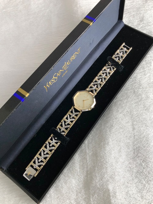 Yves Saint Laurent イヴ・サンローラン 腕時計 シルバー ゴールド オクタゴン ステンレススチール 4620-E62143 クウォーツ vintage ヴィンテージ オールド 4kdjvm