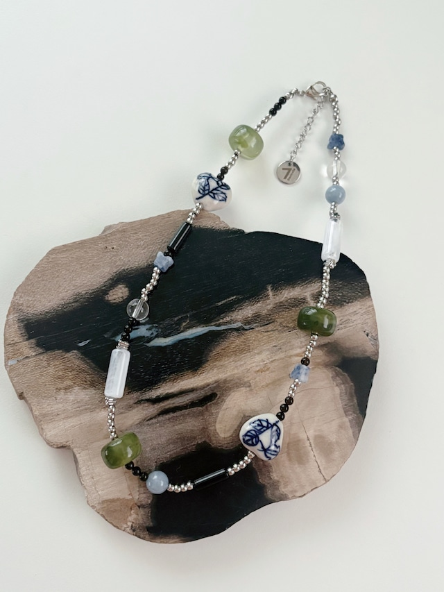 natural stone mix necklace