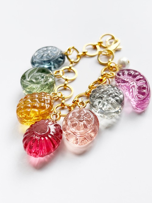 特盛り♡くすみカラフルドロップキーホルダー チャーム バッグチャーム
