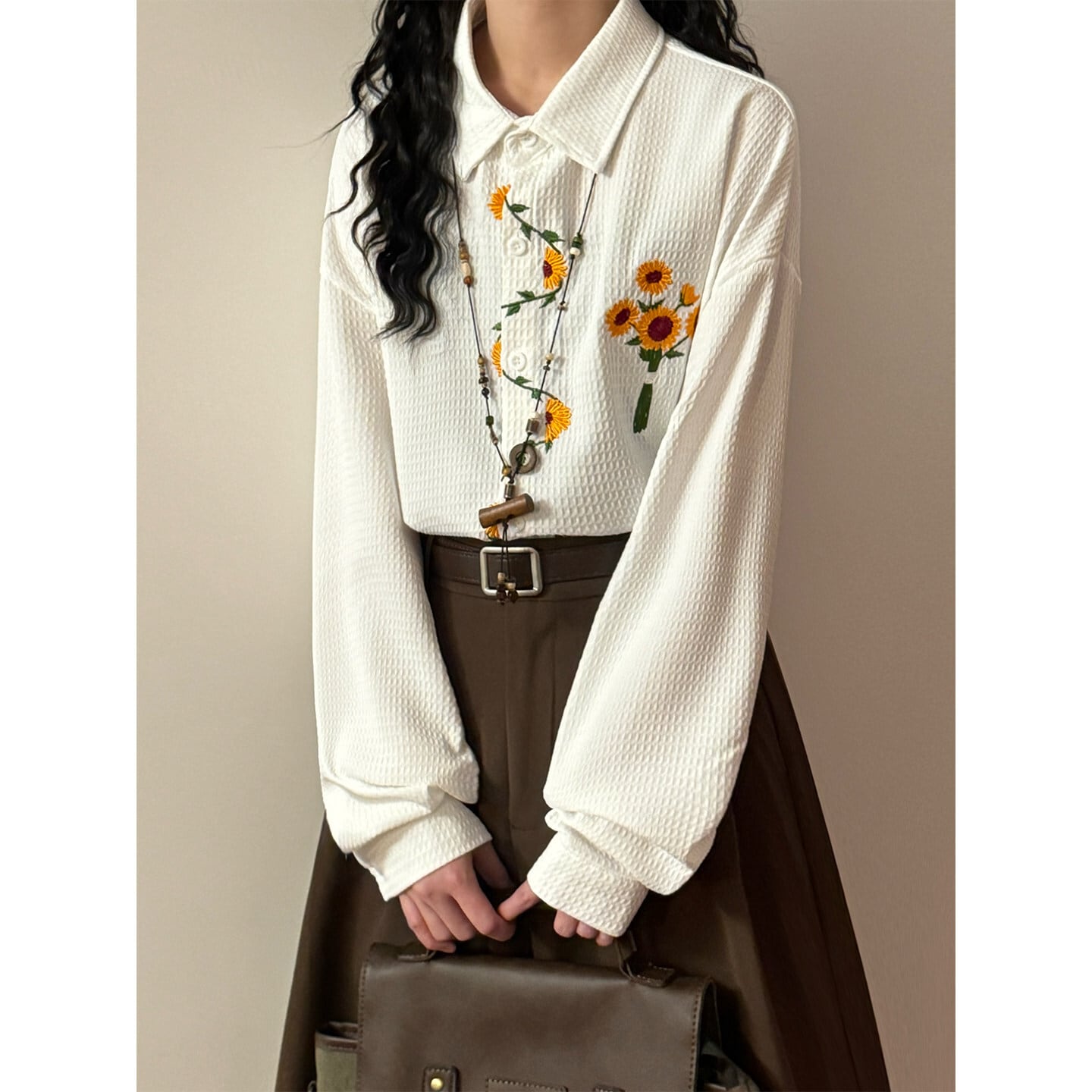 ♥向日葵刺繍シャツ！【UATONLINEシリーズ】☆シャツ☆ ユニセックス