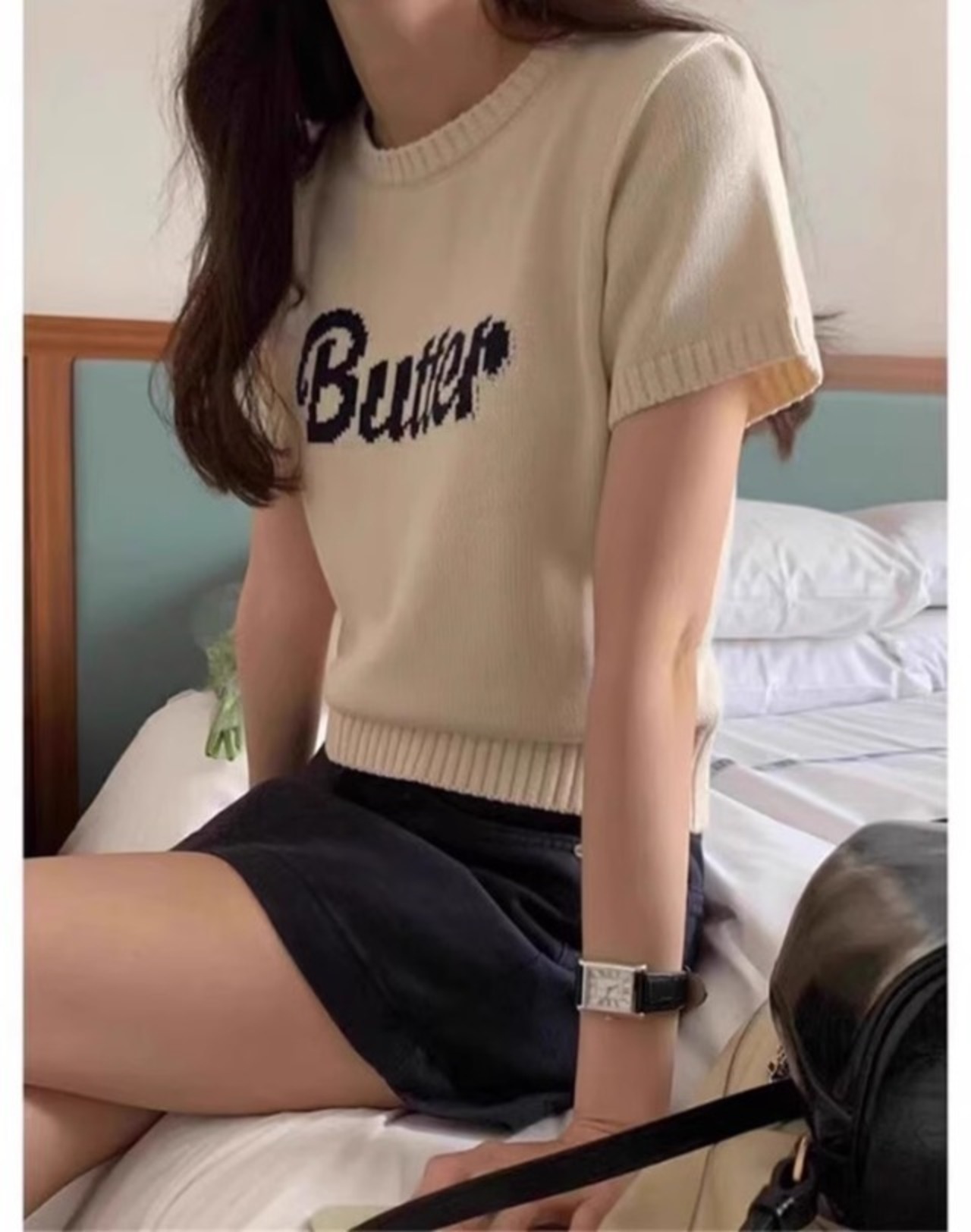 Butterロゴ半袖ニット