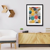 Metallic Dots Symphony｜煌めくメタリックと色彩が奏でるモダンアートポスター｜北欧やホテルライク空間を上質に彩るインテリアA4ポスター