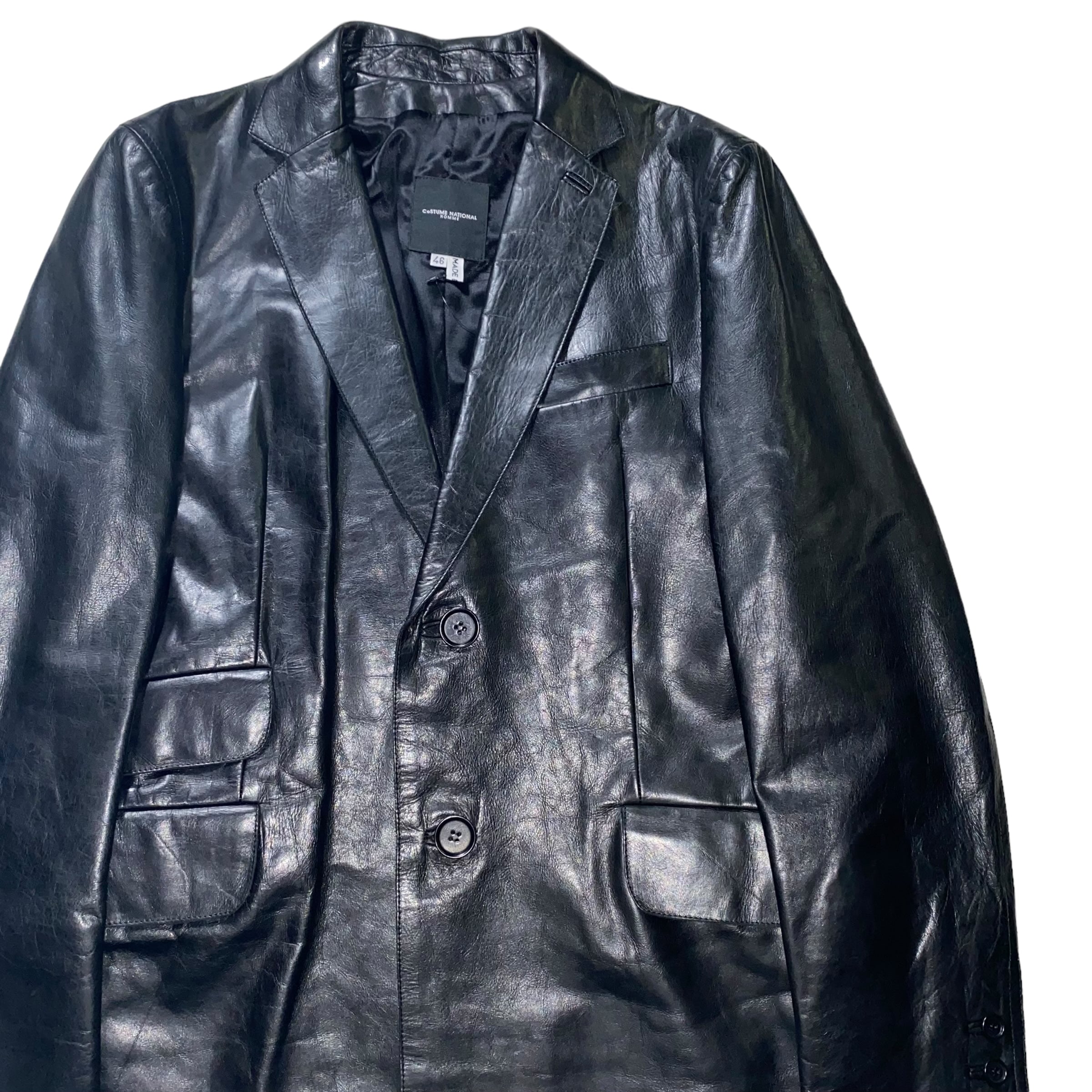 美品 CoSTUME NATIONAL HOMME アウター テーラード COSTUME NATIONAL HOMME black leather tailored coat | NOIR ONLINE