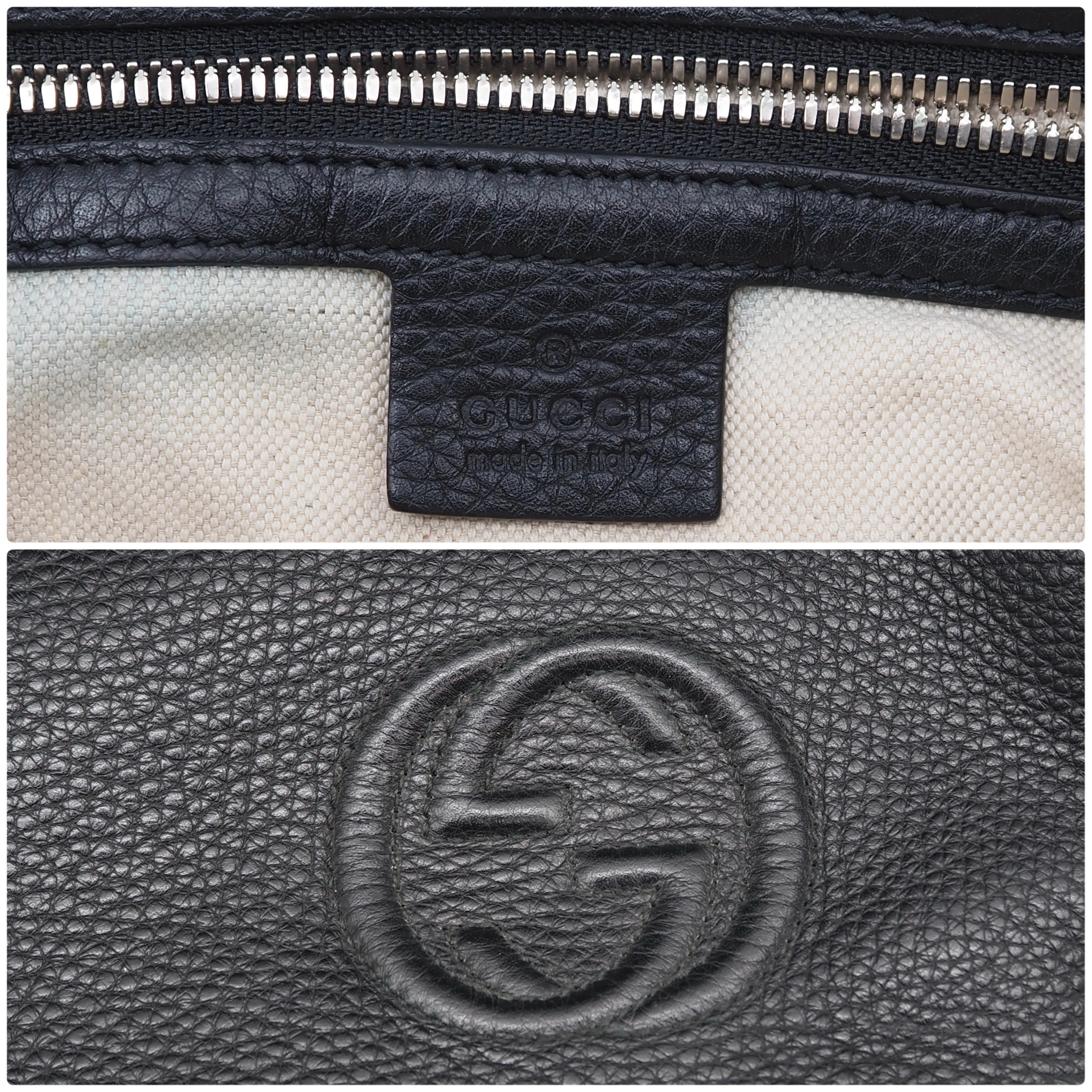 GUCCI インターロッキングG トートバッグ レザー ブラック グッチ