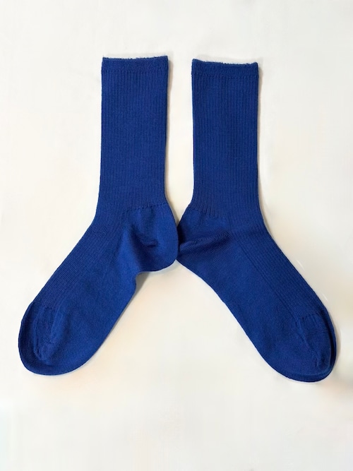 yahae・Wool Middle Gauge Ribbed Socks・Blue　4-4039-22