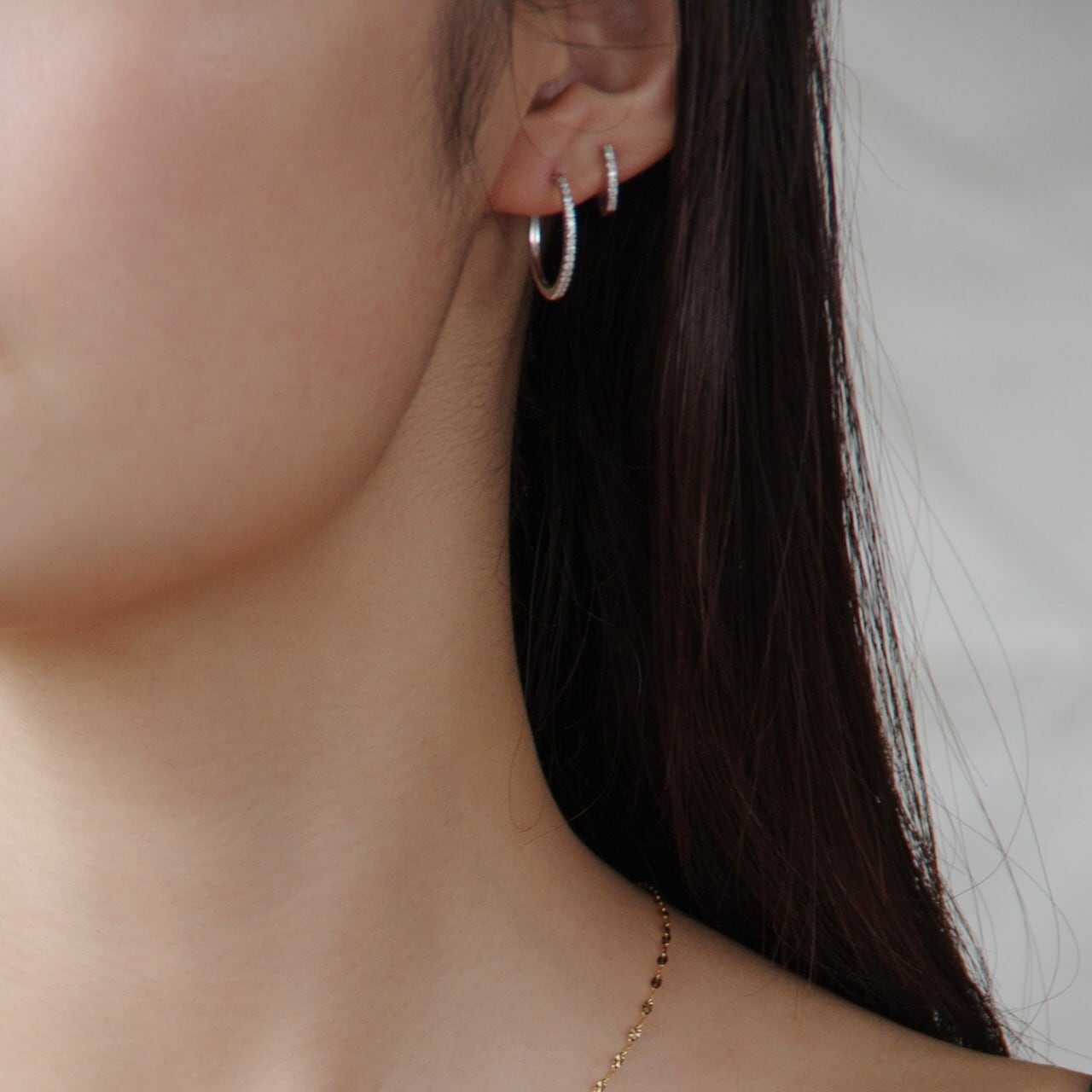 K18ホワイトゴールド 直径20mmダイヤモンドフープピアス 【MKW0098P1