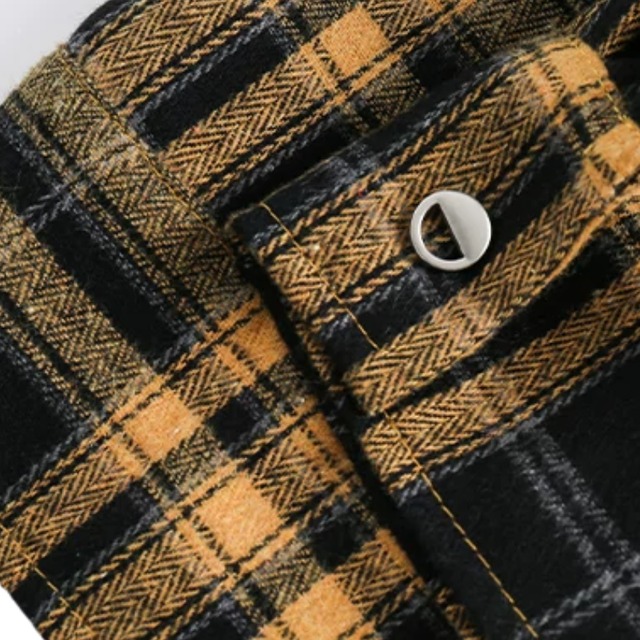 yellow check denim point shirt　イエローチェック柄デニムポイントシャツ　J2173