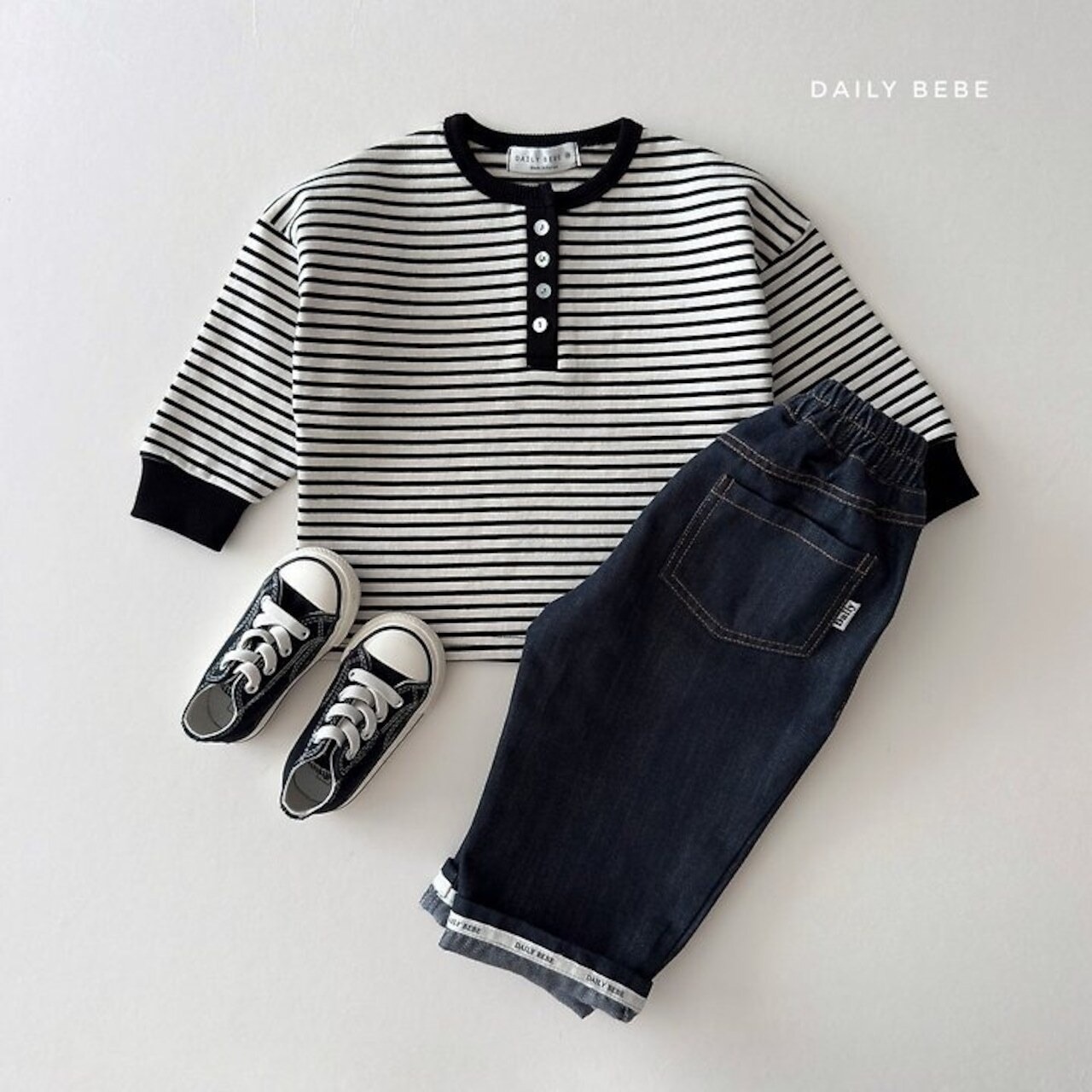 韓国子供服 / 26Autumn / 〖取寄〗DAILYBEBE / ロールアップデニムパンツ / キッズ服 / ジュニア服 / 秋服 *XS~JL*