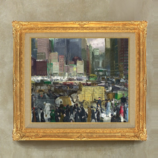 直筆仕上げ油絵【ジョージ・べローズ 】New York  F10　絵画 アート インテリア 風景画