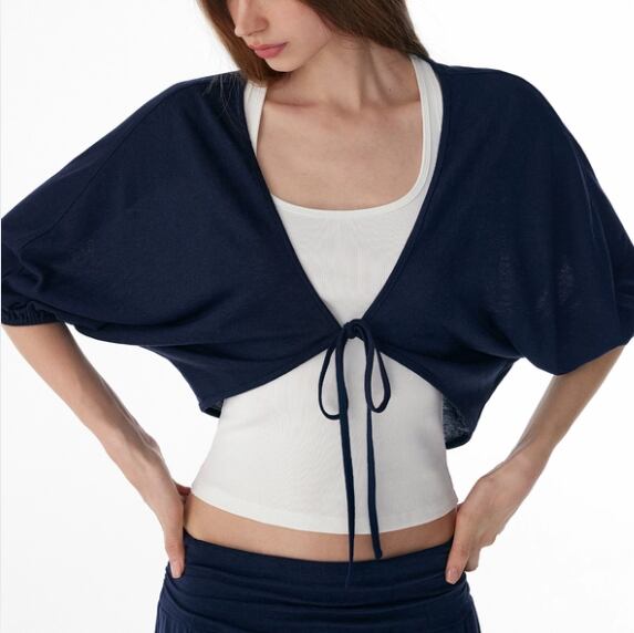 ドルマンスリーブ リボン留め カーディガン 2カラー 00269