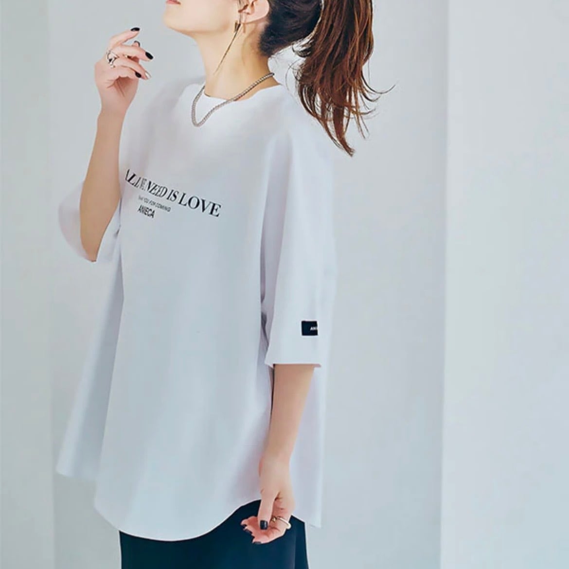 専用品　ANIECA タックスリーブミリタリーシャツ　白　定価：14,850円 ANIECA 】7th Anniversary Tee（WHITE） | valance 福井｜レディース
