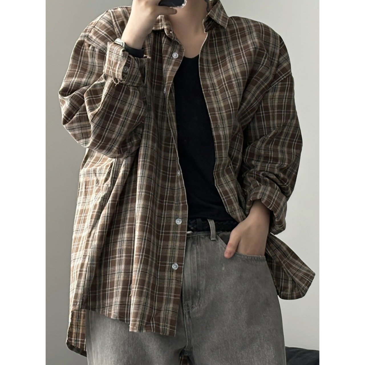 Tie-Dye Plaid Loose Shirt TB2553・画像6