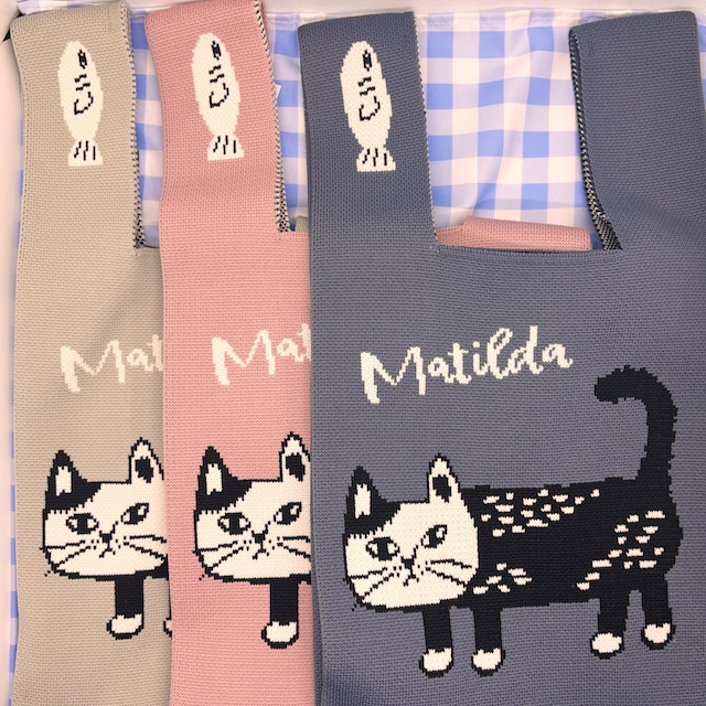 ニットトートバッグ マチルダさん柄 猫