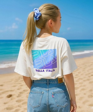 【FILA フィラ】 ブランド ロゴ 刺繍 ワンポイント グラデーション プリント 吸汗速乾 クルーネック 半袖 Tシャツ