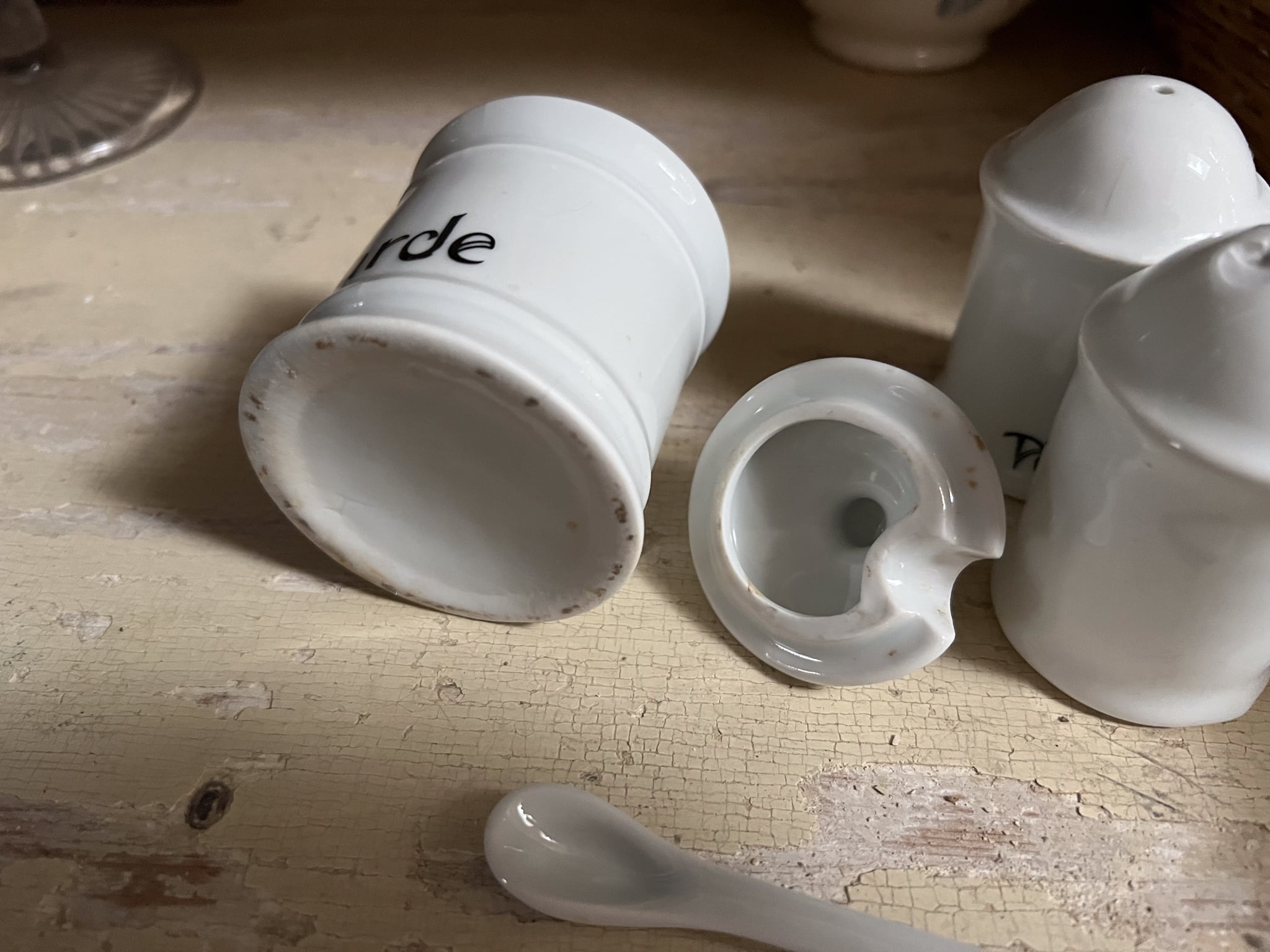 Moutarde Sel Poivre 小さな陶器のセット フレンチアンティーク ブロカント
