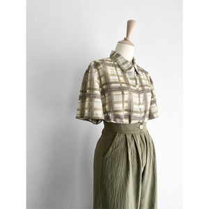 Olive Green Plaid Short Sleeve Shirt