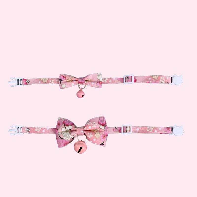 和風花柄猫首輪
