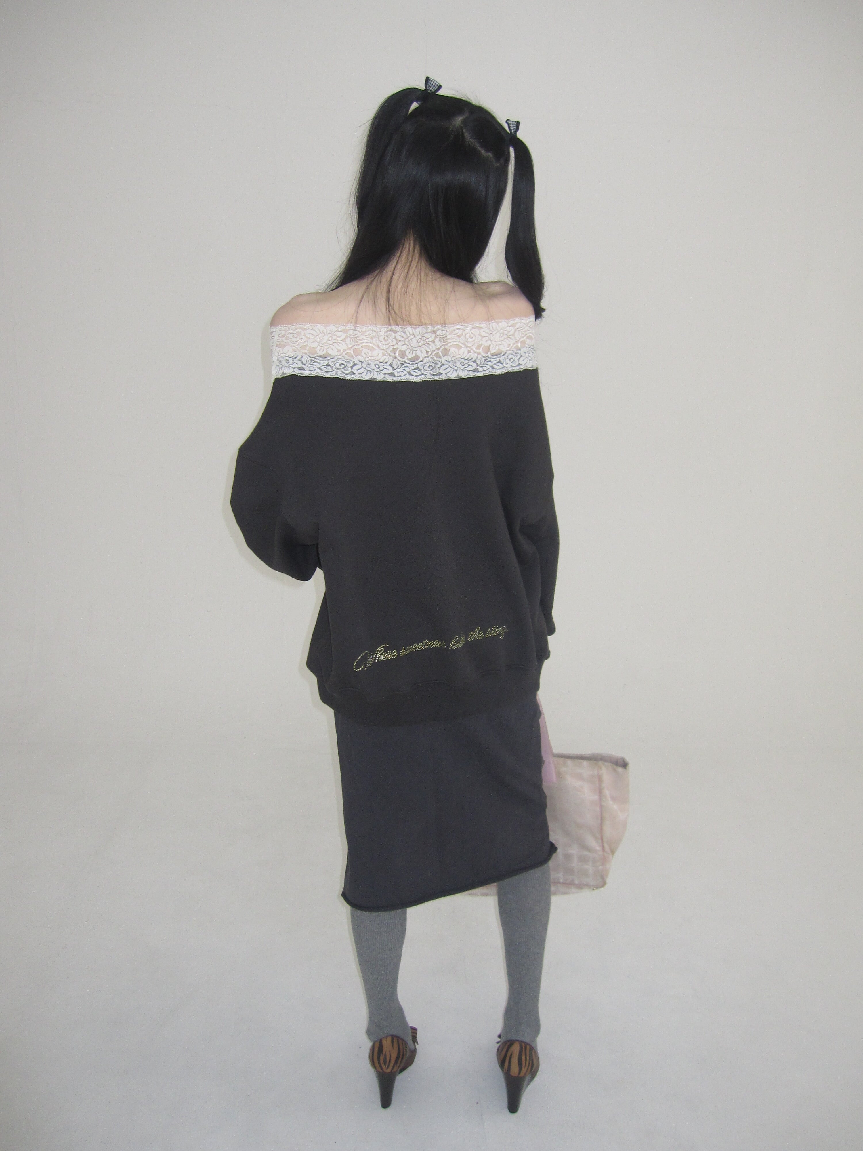 トップス Dlys Off shoulder sweat shirts charcoal Dlys Off shoulder sweat shirts charcoal | n.k atelier