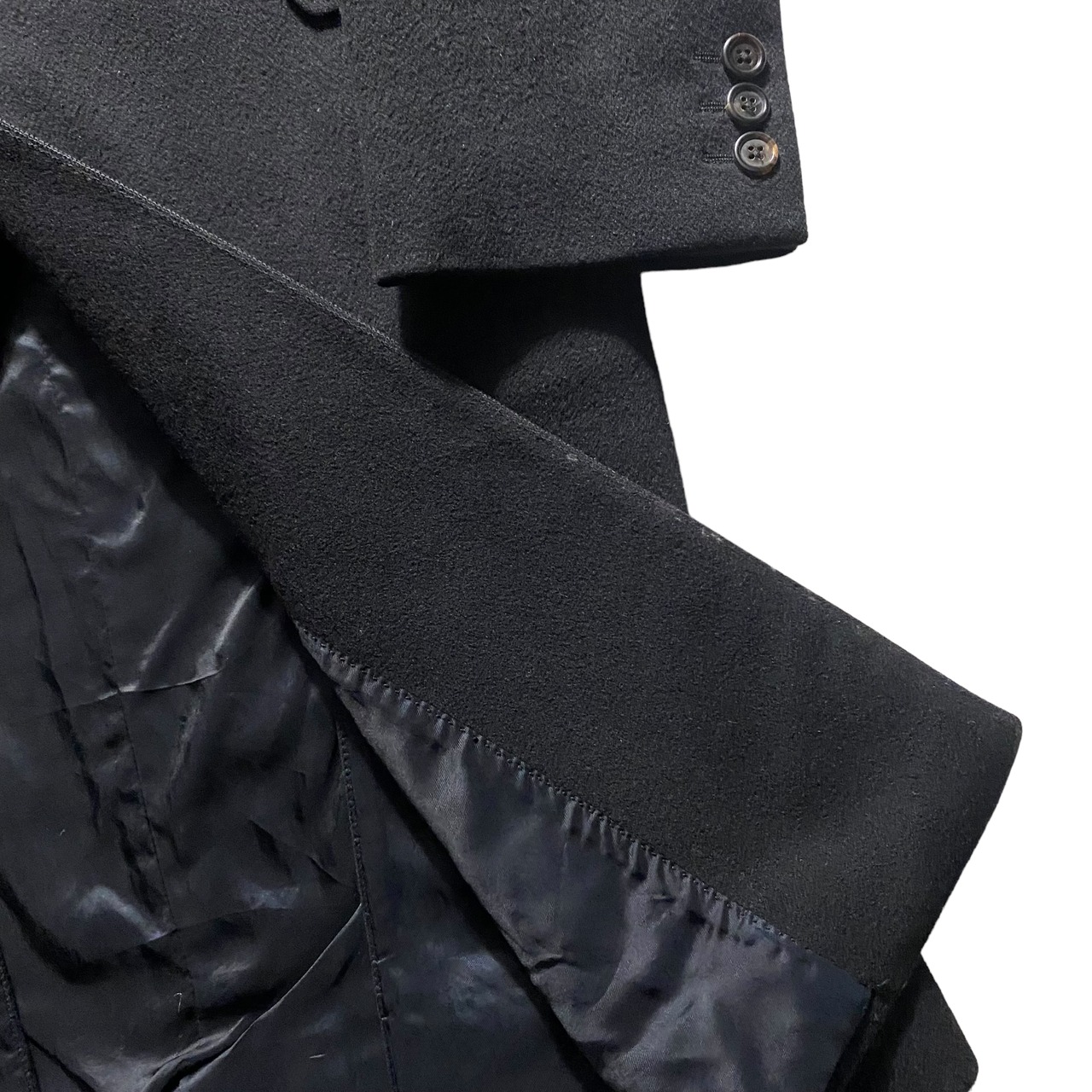 2005AW ALEXANDER McQUEEN cashmere × wool black chesterfield coat