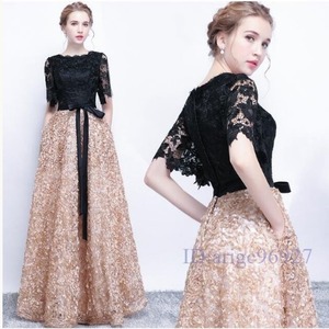 ★送料無料★9号（M~L)☆トップスレ－ス仕立ロングドレス[OPN1066]