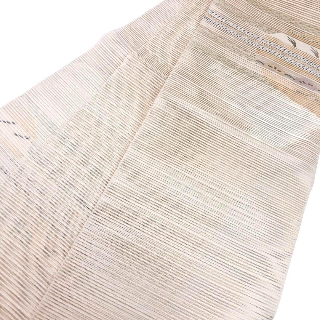 夏帯 名古屋帯 絽 横段抽象模様 松 乳白色 O-2868 | リユース 夏帯 名古屋帯 絽 横段抽象模様 松 乳白色 O-2868 | リユース