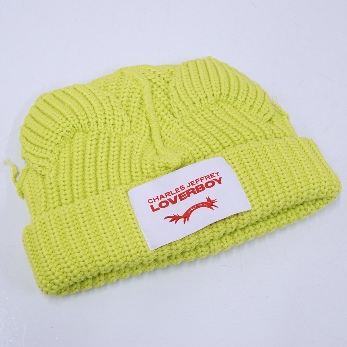 CHARLES JEFFREY LOVERBOY ライムグリーンニット帽 CHARLES JEFFREY LOVERBOY ライムグリーンニット帽 CHUNKY RABBIT EARS