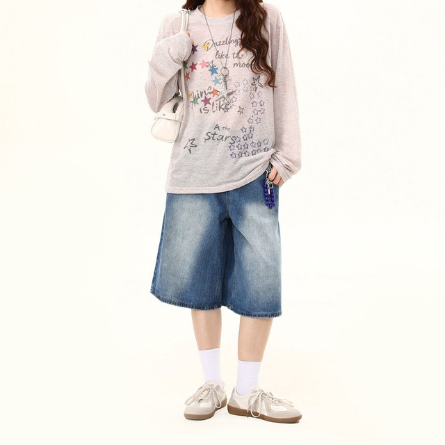 カラフルスターレタリングロングスリーブTシャツ 1col R02521