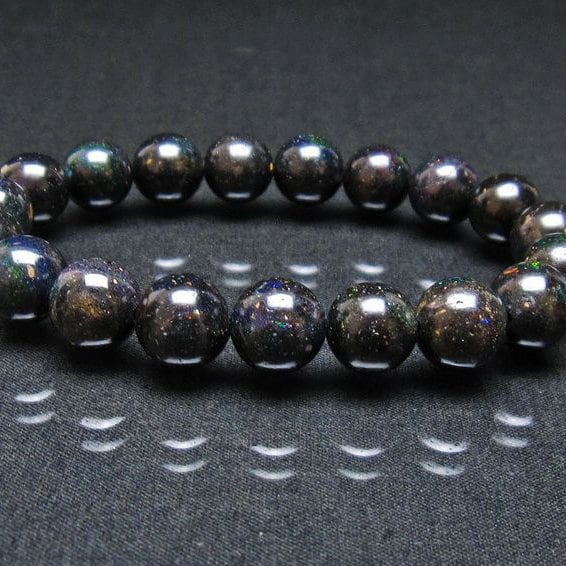 ブラックオパール ブレスレット 11mm 一点物 おまかせ便 111-37936