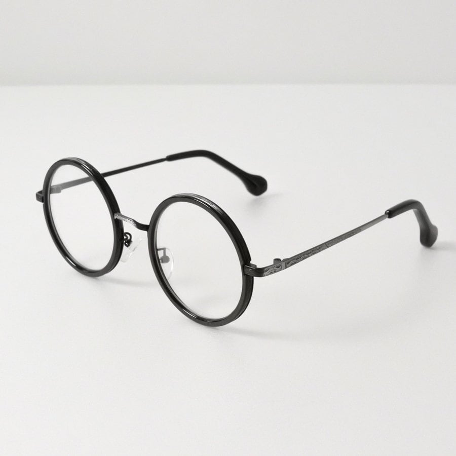 ラウンド まんまる 伊達メガネ 丸眼鏡 黒 ブラック MD21-022 | m e m o