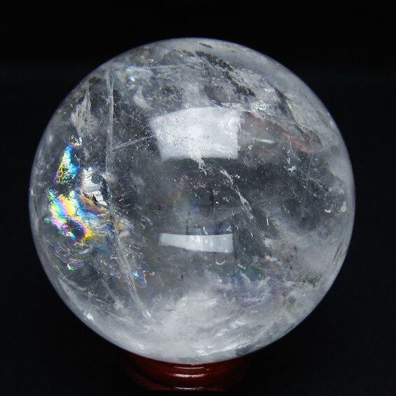 水晶 丸玉 虹入り 72mm スフィア 置物 水晶玉 一点物 151-8753