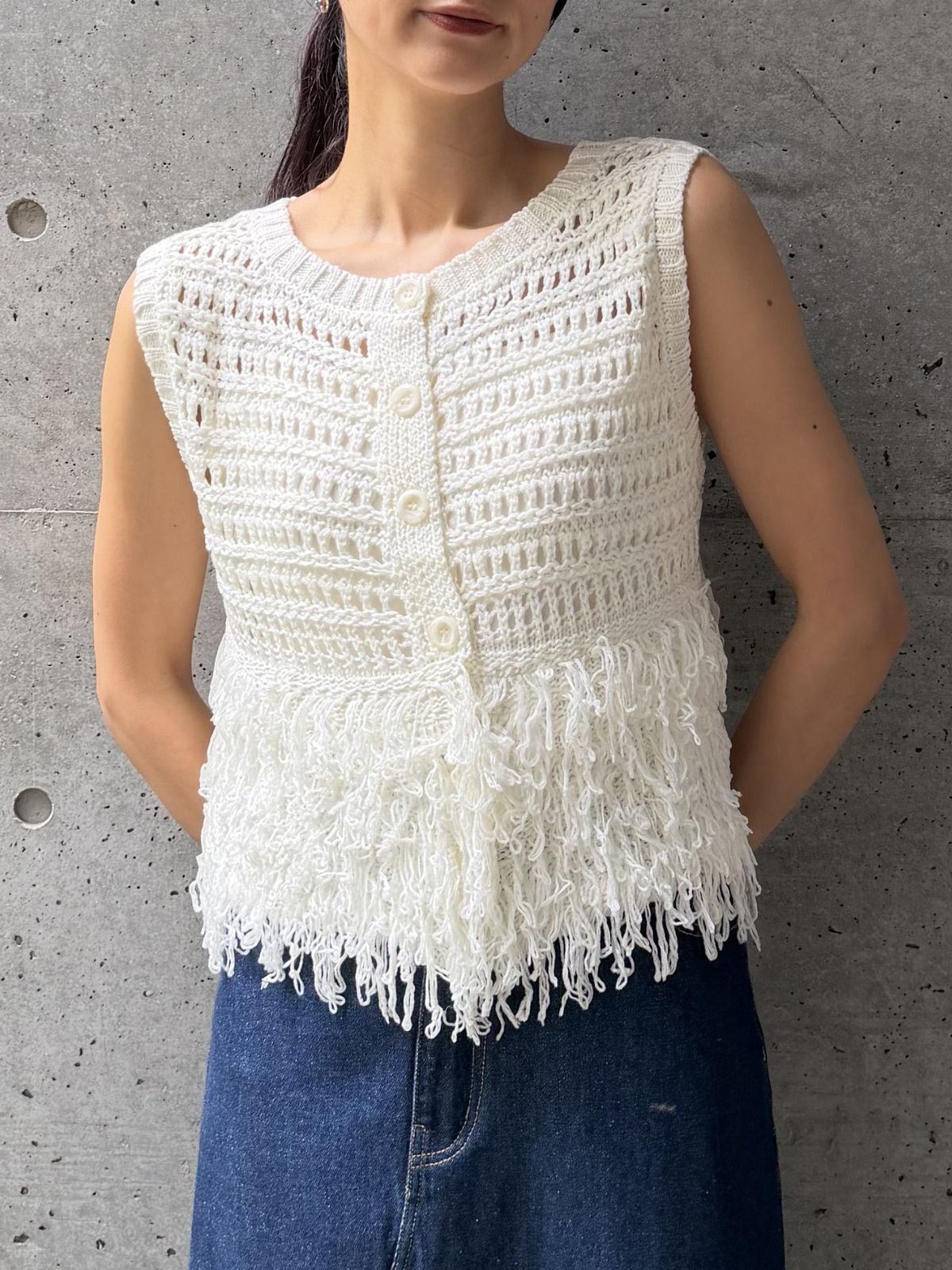 MESH FRINGE VEST(メッシュフリンジベスト)【2226310】select by Bab