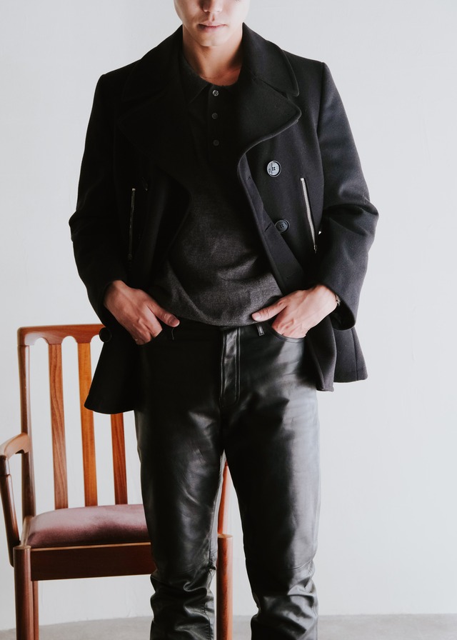 90's agnes b. homme straight leather trousers