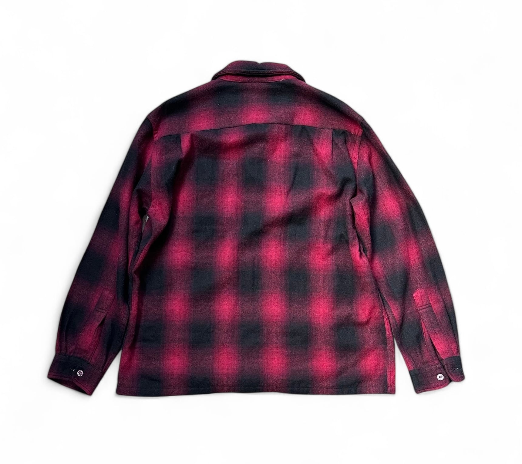 【スペシャル!!】70s Cascade オンブレチェック ウールシャツ M 黒 スペシャル!!】70s Cascade オンブレチェック ウールシャツ M 黒